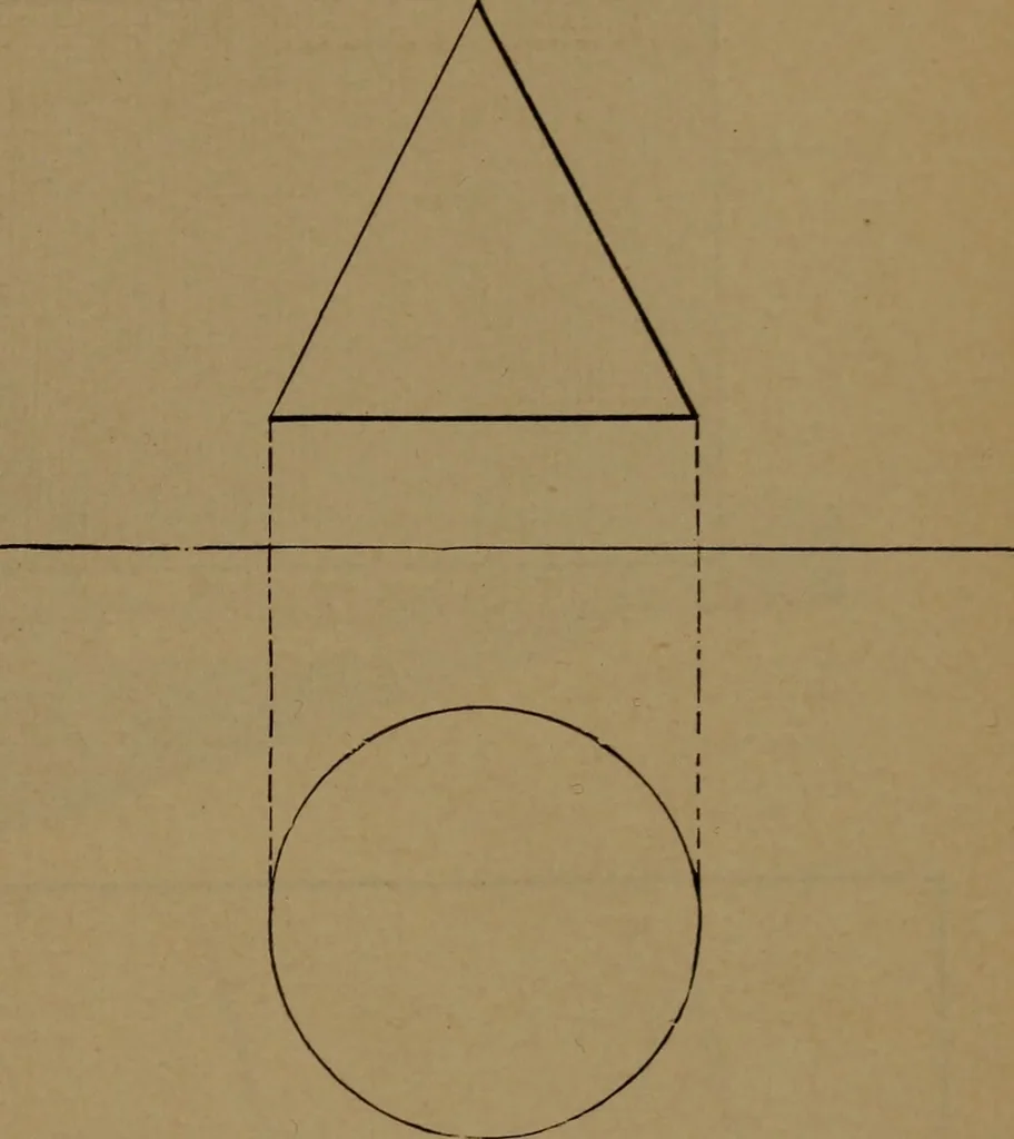 An illustration from Elements of mechanical drawing, 1893, leaf 46