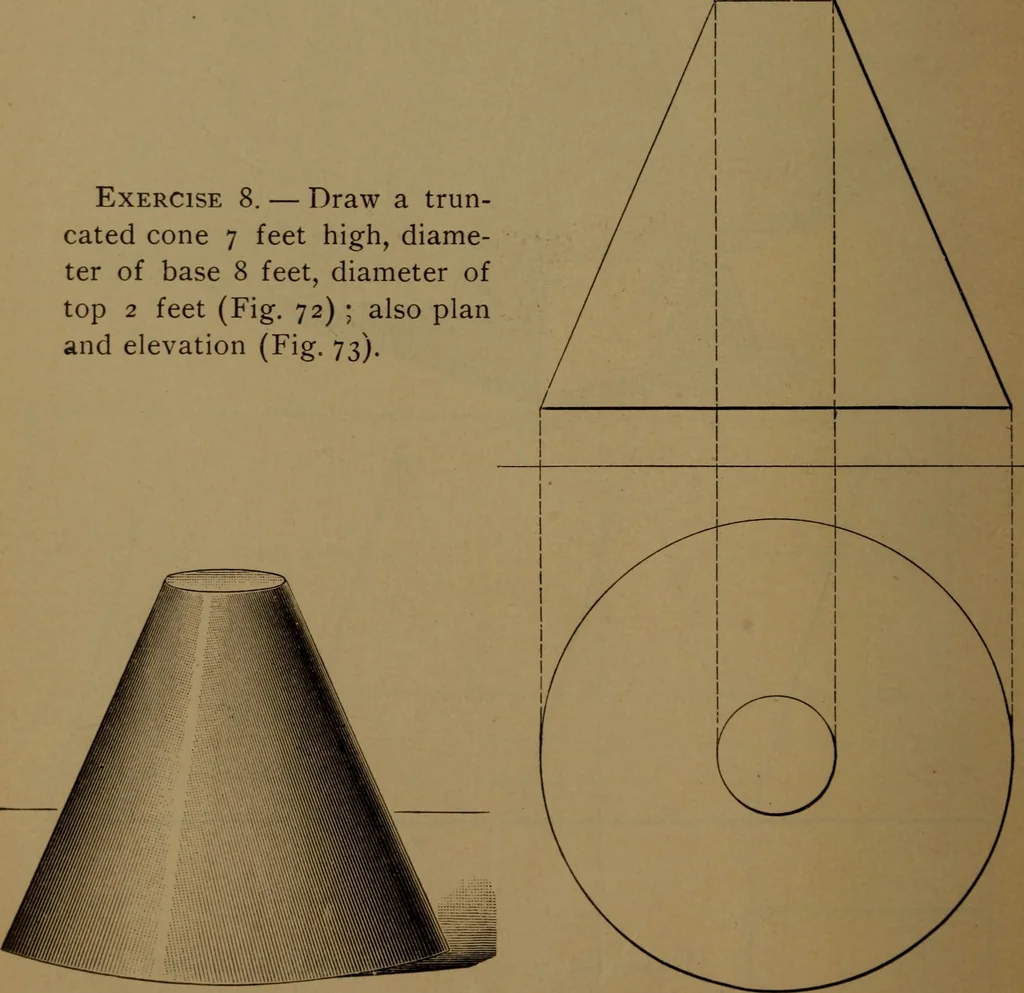 An illustration from Elements of mechanical drawing, 1893, leaf 49