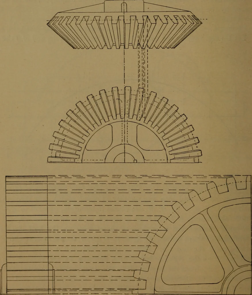 An illustration from Elements of mechanical drawing, 1893, leaf 69