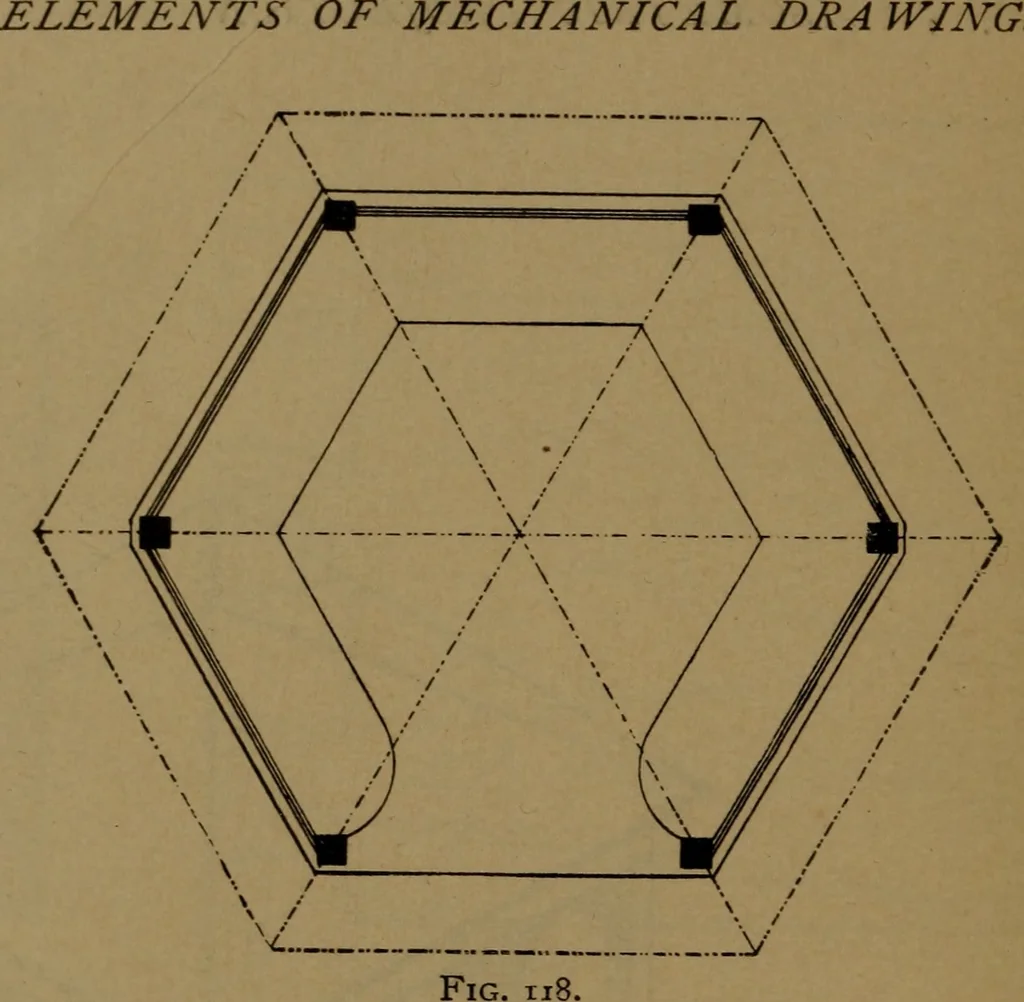 An illustration from Elements of mechanical drawing, 1893, leaf 79