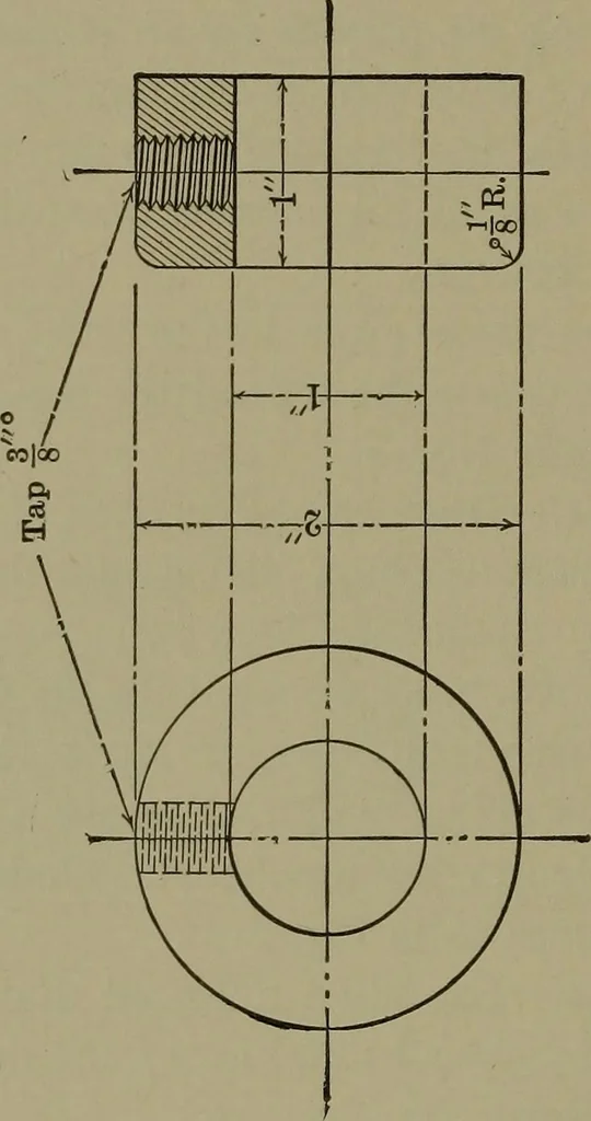An illustration from Elements of mechanical drawing, 1911, leaf 177