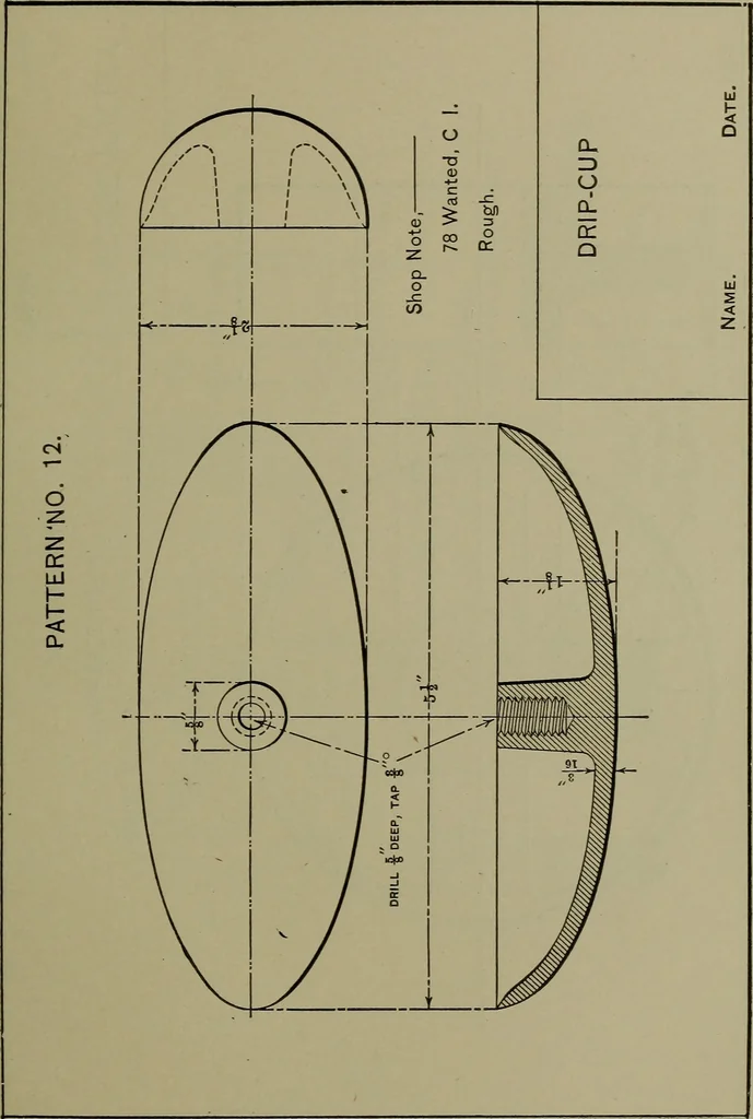 An illustration from Elements of mechanical drawing, 1911, leaf 180