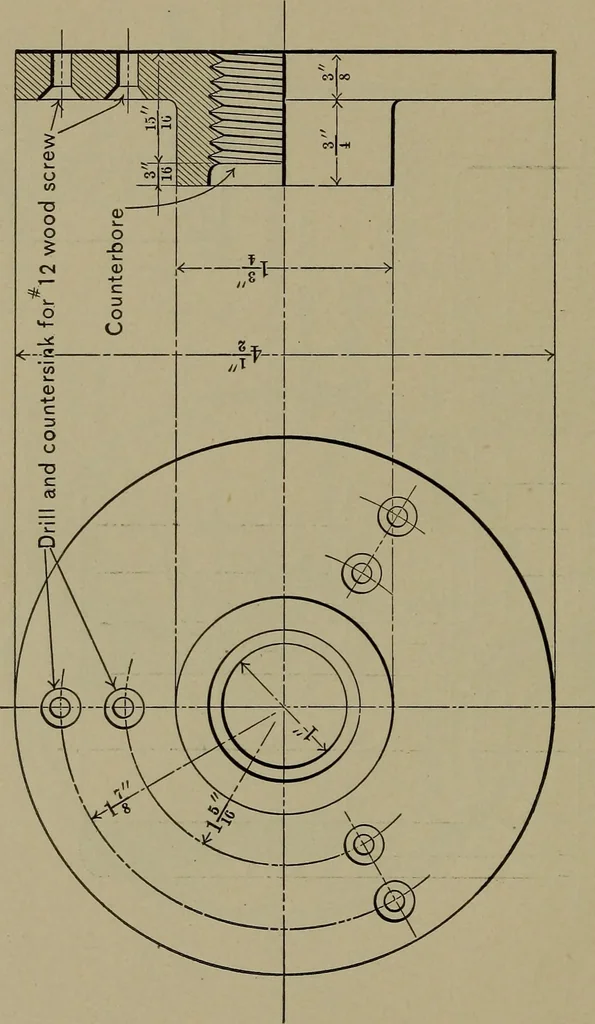 An illustration from Elements of mechanical drawing, 1911, leaf 183