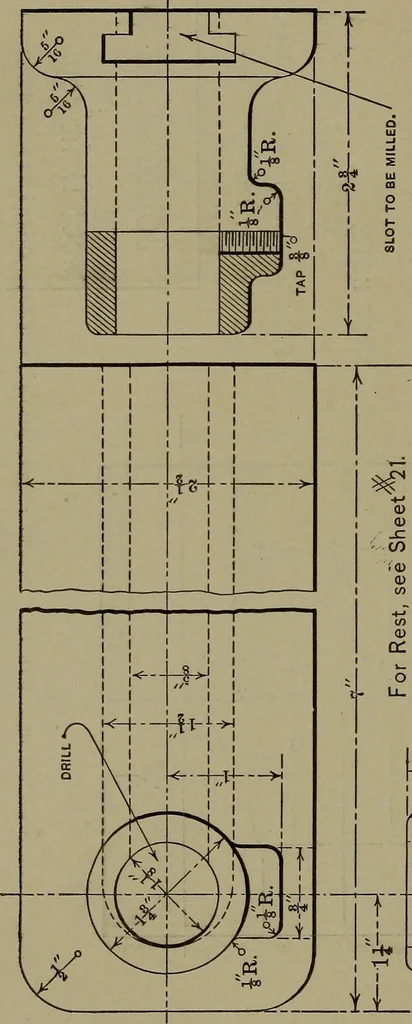 An illustration from Elements of mechanical drawing, 1911, leaf 185