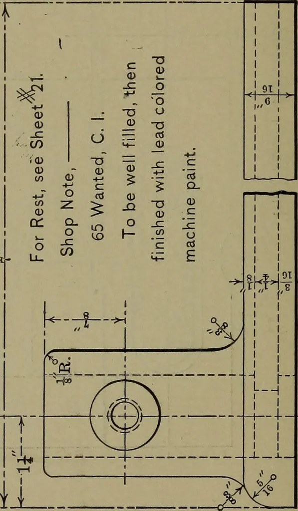 An illustration from Elements of mechanical drawing, 1911, leaf 185