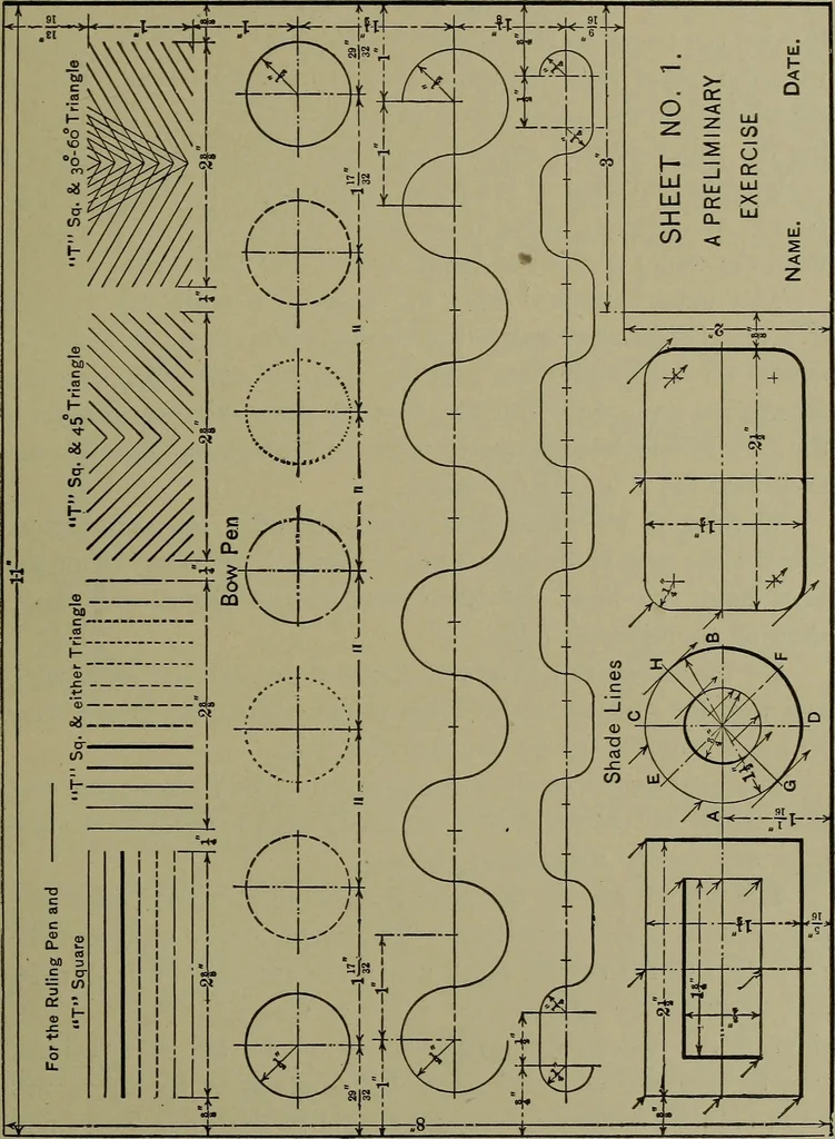 An illustration from Elements of mechanical drawing, 1911, leaf 192