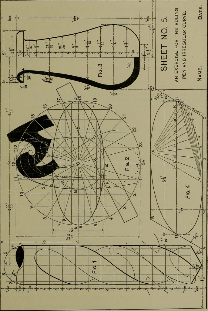 An illustration from Elements of mechanical drawing, 1911, leaf 202
