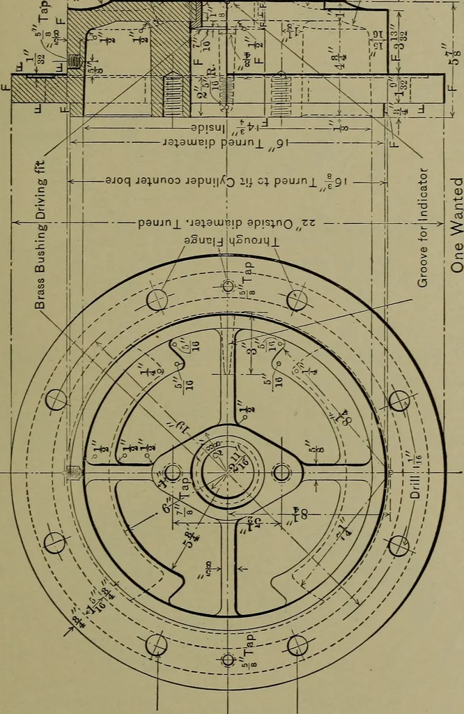 An illustration from Elements of mechanical drawing, 1911, leaf 216