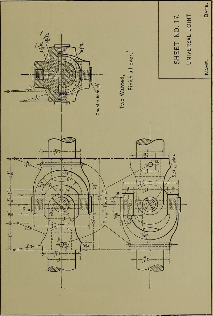 An illustration from Elements of mechanical drawing, 1911, leaf 222