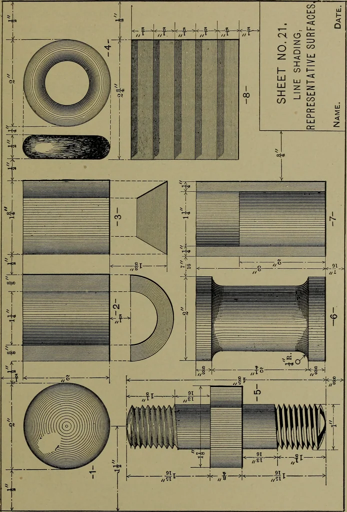 An illustration from Elements of mechanical drawing, 1911, leaf 228