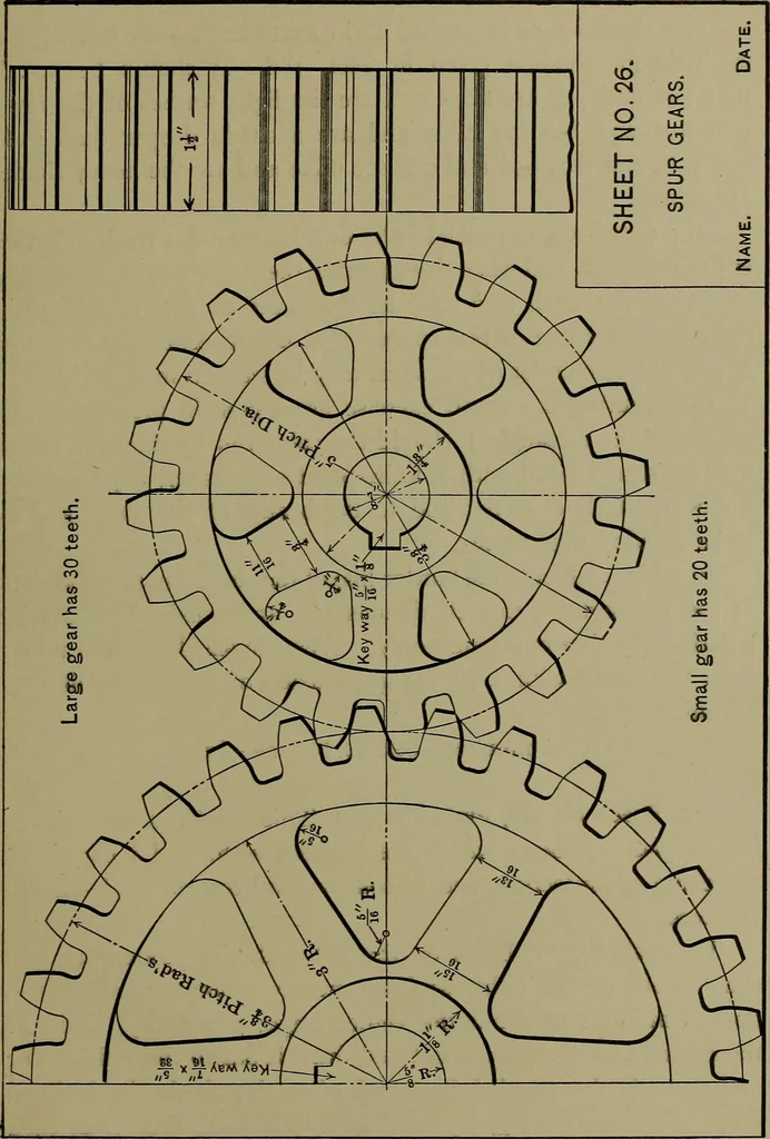 An illustration from Elements of mechanical drawing, 1911, leaf 234
