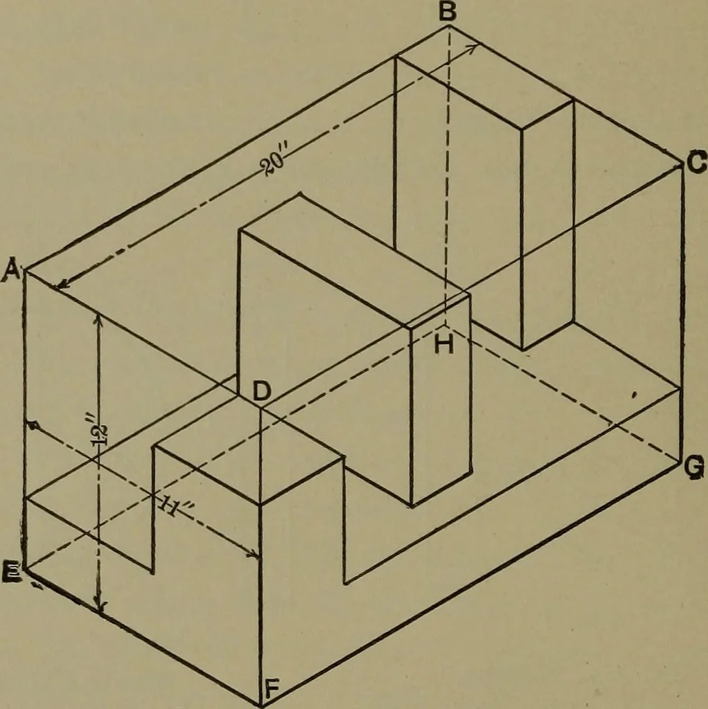An illustration from Elements of mechanical drawing, 1911, leaf 35
