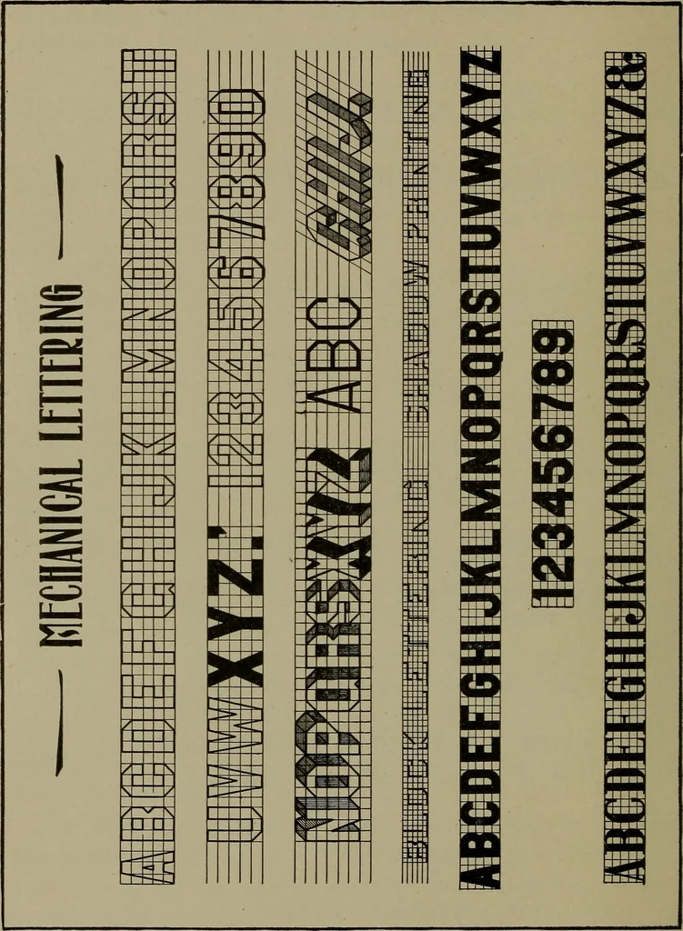 An illustration from Elements of mechanical drawing, 1911, leaf 57