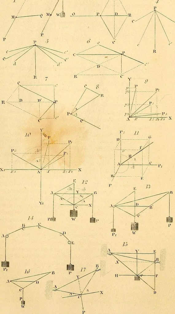 An illustration from The elements of mechanics, comprehending statics and dynamics, 1848, leaf 40