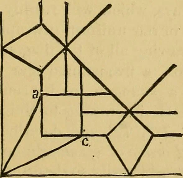 An illustration from Elements of plane and solid free-hand geometrical drawing, with lettering; and some elements of geometrical ornamental design, including the principals of harmonic angular ratios, etc. In three parts ... for draughtsmen and artisans; and teachers and students of industrial and mechanical drawing, 1878, leaf 133