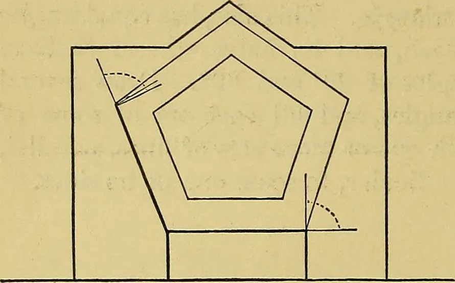 An illustration from Elements of plane and solid free-hand geometrical drawing, with lettering; and some elements of geometrical ornamental design, including the principals of harmonic angular ratios, etc. In three parts ... for draughtsmen and artisans; and teachers and students of industrial and mechanical drawing, 1878, leaf 44