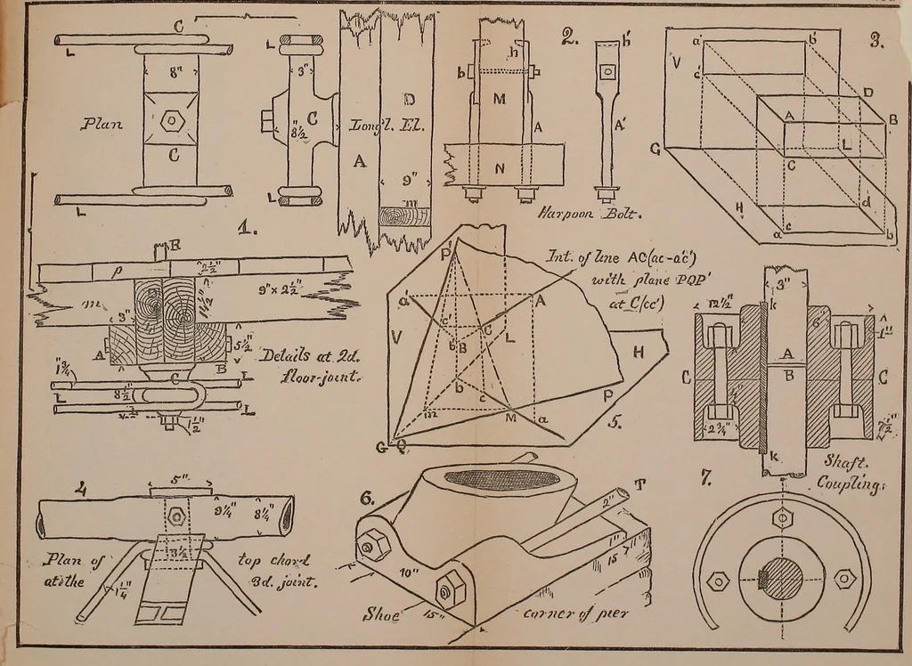 An illustration from Elements of plane and solid free-hand geometrical drawing, with lettering; and some elements of geometrical ornamental design, including the principals of harmonic angular ratios, etc. In three parts ... for draughtsmen and artisans; and teachers and students of industrial and mechanical drawing, 1878, leaf 125