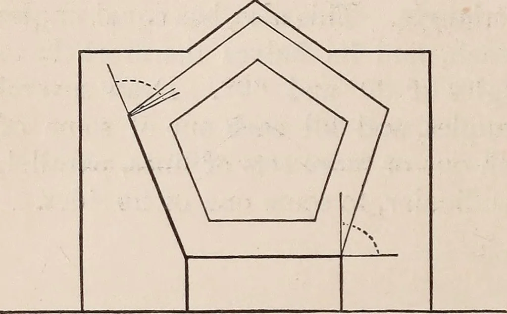 An illustration from Elements of plane and solid free-hand geometrical drawing, with lettering; and some elements of geometrical ornamental design, including the principals of harmonic angular ratios, etc. In three parts ... for draughtsmen and artisans; and teachers and students of industrial and mechanical drawing, 1878, leaf 44