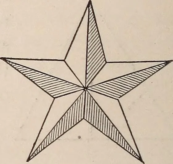 An illustration from Elements of plane and solid free-hand geometrical drawing, with lettering; and some elements of geometrical ornamental design, including the principals of harmonic angular ratios, etc. In three parts ... for draughtsmen and artisans; and teachers and students of industrial and mechanical drawing, 1878, leaf 44