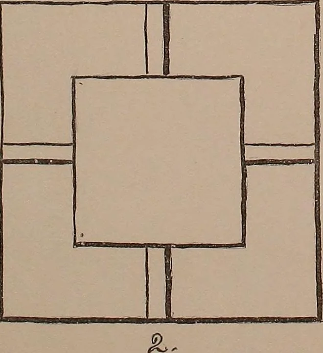 An illustration from Elements of plane and solid free-hand geometrical drawing, with lettering; and some elements of geometrical ornamental design, including the principals of harmonic angular ratios, etc. In three parts ... for draughtsmen and artisans; and teachers and students of industrial and mechanical drawing, 1878, leaf 49