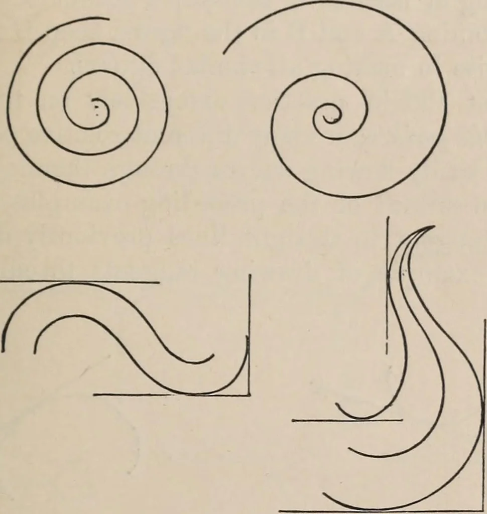 An illustration from Elements of plane and solid free-hand geometrical drawing, with lettering; and some elements of geometrical ornamental design, including the principals of harmonic angular ratios, etc. In three parts ... for draughtsmen and artisans; and teachers and students of industrial and mechanical drawing, 1878, leaf 65