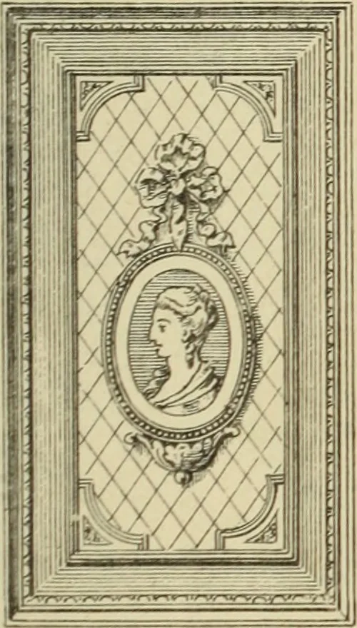 An illustration from Elements of style in furniture and woodwork, being a series of details of the Italian, German Renaissance, Elizabethan, Louis XIVth, Louis XVth, Louis XVIth, Sheraton, Adams, Empire, Chinese, Japanese, and Moresque styles ... for the use of architects, furniture designers, cabinet makers and others, 1889, leaf 100