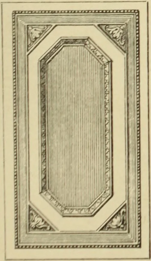 An illustration from Elements of style in furniture and woodwork, being a series of details of the Italian, German Renaissance, Elizabethan, Louis XIVth, Louis XVth, Louis XVIth, Sheraton, Adams, Empire, Chinese, Japanese, and Moresque styles ... for the use of architects, furniture designers, cabinet makers and others, 1889, leaf 100