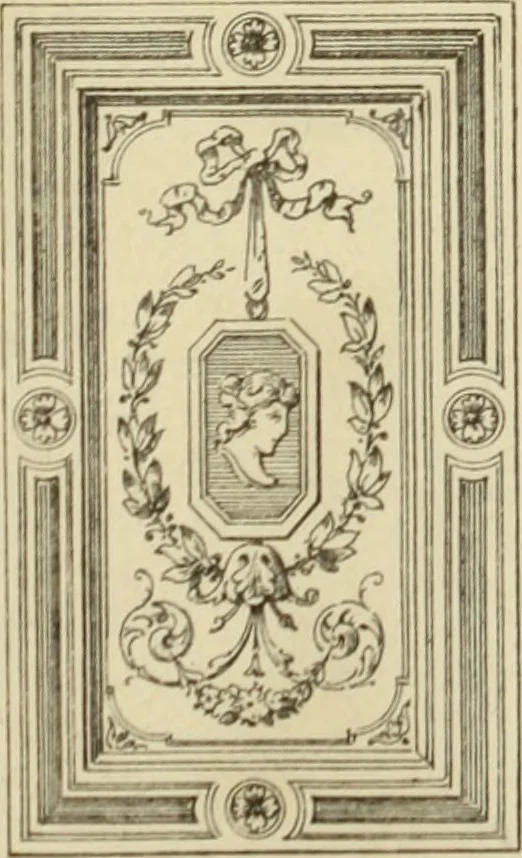An illustration from Elements of style in furniture and woodwork, being a series of details of the Italian, German Renaissance, Elizabethan, Louis XIVth, Louis XVth, Louis XVIth, Sheraton, Adams, Empire, Chinese, Japanese, and Moresque styles ... for the use of architects, furniture designers, cabinet makers and others, 1889, leaf 100