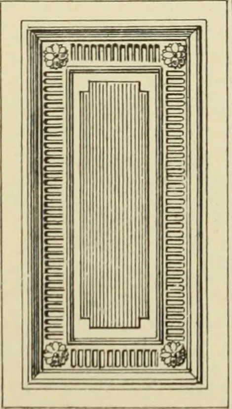 An illustration from Elements of style in furniture and woodwork, being a series of details of the Italian, German Renaissance, Elizabethan, Louis XIVth, Louis XVth, Louis XVIth, Sheraton, Adams, Empire, Chinese, Japanese, and Moresque styles ... for the use of architects, furniture designers, cabinet makers and others, 1889, leaf 100