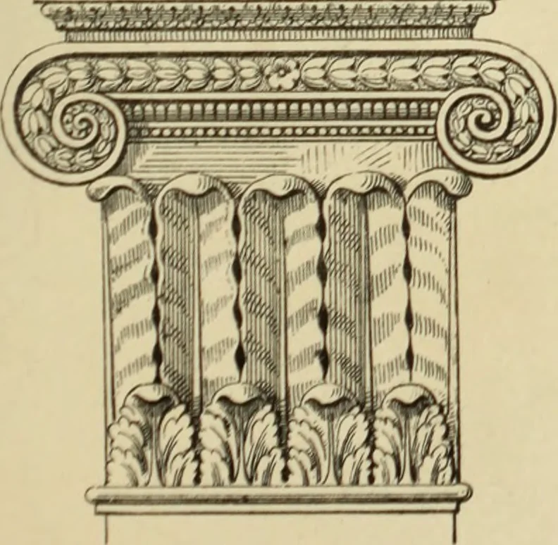 An illustration from Elements of style in furniture and woodwork, being a series of details of the Italian, German Renaissance, Elizabethan, Louis XIVth, Louis XVth, Louis XVIth, Sheraton, Adams, Empire, Chinese, Japanese, and Moresque styles ... for the use of architects, furniture designers, cabinet makers and others, 1889, leaf 110