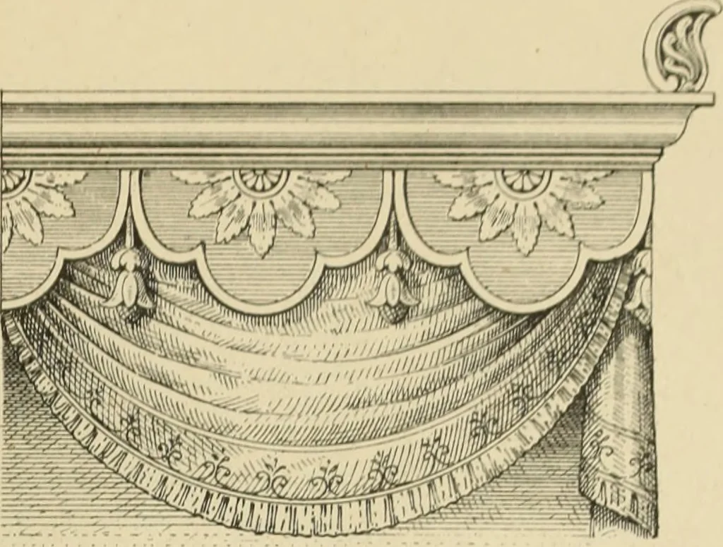 An illustration from Elements of style in furniture and woodwork, being a series of details of the Italian, German Renaissance, Elizabethan, Louis XIVth, Louis XVth, Louis XVIth, Sheraton, Adams, Empire, Chinese, Japanese, and Moresque styles ... for the use of architects, furniture designers, cabinet makers and others, 1889, leaf 112
