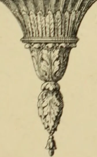 An illustration from Elements of style in furniture and woodwork, being a series of details of the Italian, German Renaissance, Elizabethan, Louis XIVth, Louis XVth, Louis XVIth, Sheraton, Adams, Empire, Chinese, Japanese, and Moresque styles ... for the use of architects, furniture designers, cabinet makers and others, 1889, leaf 114