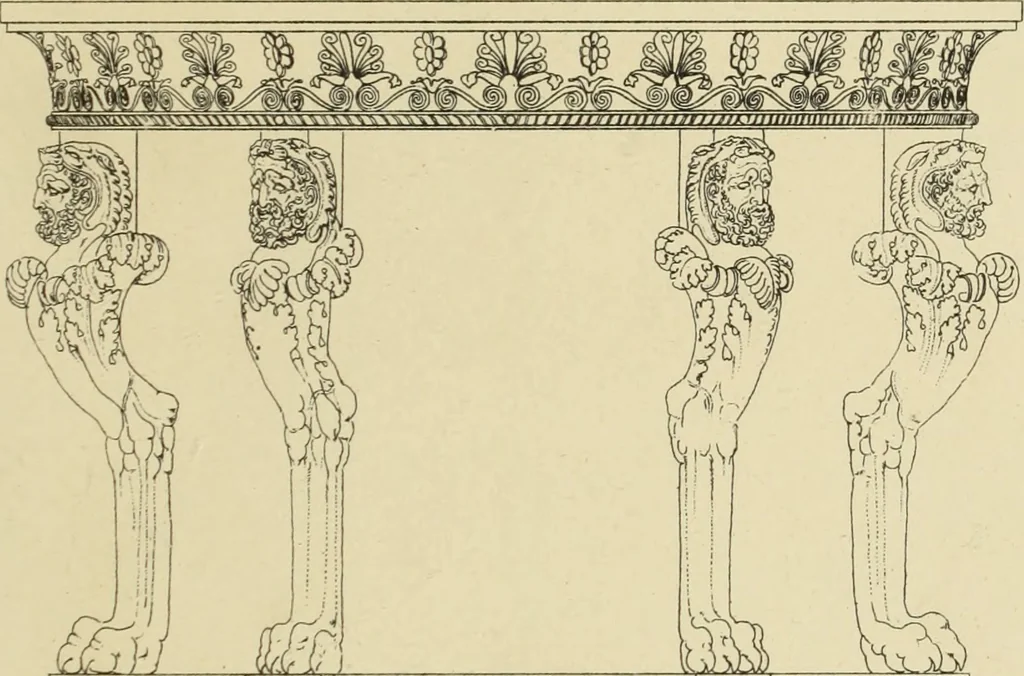 An illustration from Elements of style in furniture and woodwork, being a series of details of the Italian, German Renaissance, Elizabethan, Louis XIVth, Louis XVth, Louis XVIth, Sheraton, Adams, Empire, Chinese, Japanese, and Moresque styles ... for the use of architects, furniture designers, cabinet makers and others, 1889, leaf 116