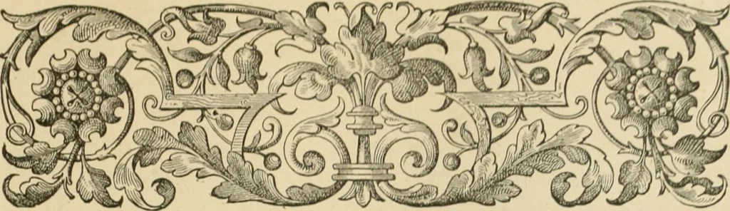 An illustration from Elements of style in furniture and woodwork, being a series of details of the Italian, German Renaissance, Elizabethan, Louis XIVth, Louis XVth, Louis XVIth, Sheraton, Adams, Empire, Chinese, Japanese, and Moresque styles ... for the use of architects, furniture designers, cabinet makers and others, 1889, leaf 16