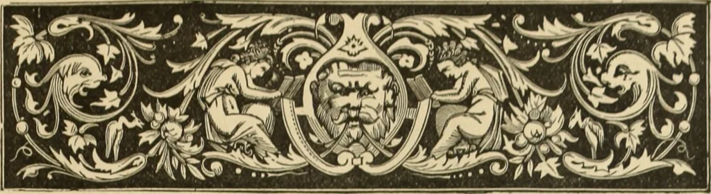 An illustration from Elements of style in furniture and woodwork, being a series of details of the Italian, German Renaissance, Elizabethan, Louis XIVth, Louis XVth, Louis XVIth, Sheraton, Adams, Empire, Chinese, Japanese, and Moresque styles ... for the use of architects, furniture designers, cabinet makers and others, 1889, leaf 20