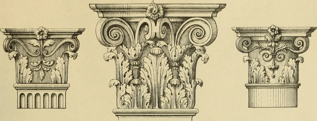 An illustration from Elements of style in furniture and woodwork, being a series of details of the Italian, German Renaissance, Elizabethan, Louis XIVth, Louis XVth, Louis XVIth, Sheraton, Adams, Empire, Chinese, Japanese, and Moresque styles ... for the use of architects, furniture designers, cabinet makers and others, 1889, leaf 40