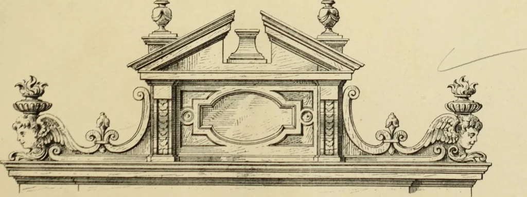 An illustration from Elements of style in furniture and woodwork, being a series of details of the Italian, German Renaissance, Elizabethan, Louis XIVth, Louis XVth, Louis XVIth, Sheraton, Adams, Empire, Chinese, Japanese, and Moresque styles ... for the use of architects, furniture designers, cabinet makers and others, 1889, leaf 44