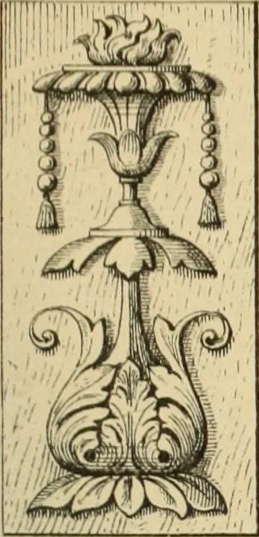 An illustration from Elements of style in furniture and woodwork, being a series of details of the Italian, German Renaissance, Elizabethan, Louis XIVth, Louis XVth, Louis XVIth, Sheraton, Adams, Empire, Chinese, Japanese, and Moresque styles ... for the use of architects, furniture designers, cabinet makers and others, 1889, leaf 48