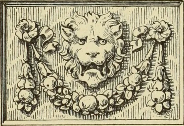 An illustration from Elements of style in furniture and woodwork, being a series of details of the Italian, German Renaissance, Elizabethan, Louis XIVth, Louis XVth, Louis XVIth, Sheraton, Adams, Empire, Chinese, Japanese, and Moresque styles ... for the use of architects, furniture designers, cabinet makers and others, 1889, leaf 48