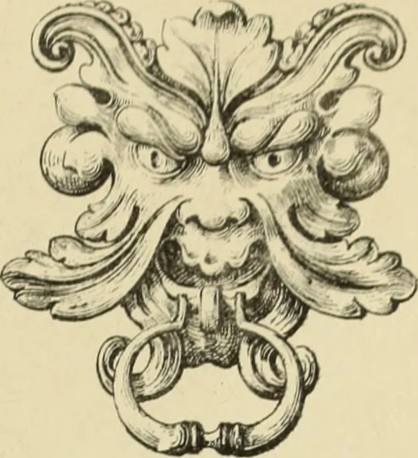 An illustration from Elements of style in furniture and woodwork, being a series of details of the Italian, German Renaissance, Elizabethan, Louis XIVth, Louis XVth, Louis XVIth, Sheraton, Adams, Empire, Chinese, Japanese, and Moresque styles ... for the use of architects, furniture designers, cabinet makers and others, 1889, leaf 52