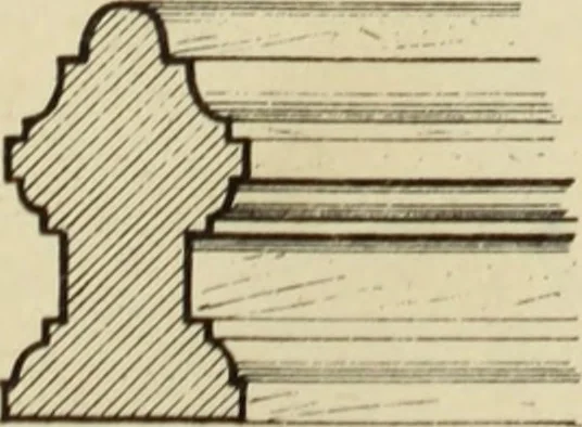 An illustration from Elements of style in furniture and woodwork, being a series of details of the Italian, German Renaissance, Elizabethan, Louis XIVth, Louis XVth, Louis XVIth, Sheraton, Adams, Empire, Chinese, Japanese, and Moresque styles ... for the use of architects, furniture designers, cabinet makers and others, 1889, leaf 66