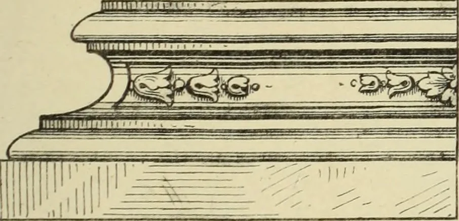 An illustration from Elements of style in furniture and woodwork, being a series of details of the Italian, German Renaissance, Elizabethan, Louis XIVth, Louis XVth, Louis XVIth, Sheraton, Adams, Empire, Chinese, Japanese, and Moresque styles ... for the use of architects, furniture designers, cabinet makers and others, 1889, leaf 80