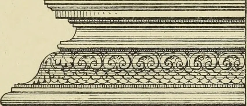 An illustration from Elements of style in furniture and woodwork, being a series of details of the Italian, German Renaissance, Elizabethan, Louis XIVth, Louis XVth, Louis XVIth, Sheraton, Adams, Empire, Chinese, Japanese, and Moresque styles ... for the use of architects, furniture designers, cabinet makers and others, 1889, leaf 80