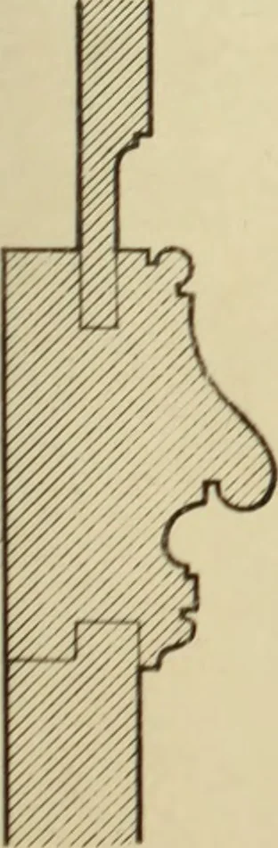 An illustration from Elements of style in furniture and woodwork, being a series of details of the Italian, German Renaissance, Elizabethan, Louis XIVth, Louis XVth, Louis XVIth, Sheraton, Adams, Empire, Chinese, Japanese, and Moresque styles ... for the use of architects, furniture designers, cabinet makers and others, 1889, leaf 90