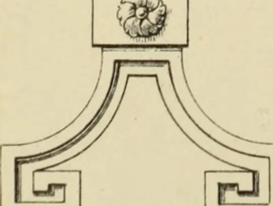 An illustration from Elements of style in furniture and woodwork, being a series of details of the Italian, German Renaissance, Elizabethan, Louis XIVth, Louis XVth, Louis XVIth, Sheraton, Adams, Empire, Chinese, Japanese, and Moresque styles ... for the use of architects, furniture designers, cabinet makers and others, 1889, leaf 94