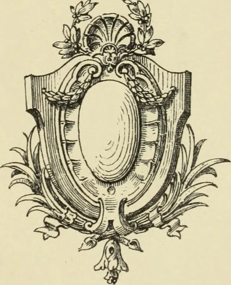 An illustration from Elements of style in furniture and woodwork, being a series of details of the Italian, German Renaissance, Elizabethan, Louis XIVth, Louis XVth, Louis XVIth, Sheraton, Adams, Empire, Chinese, Japanese, and Moresque styles ... for the use of architects, furniture designers, cabinet makers and others, 1889, leaf 96