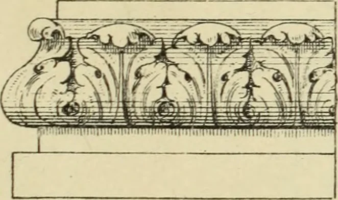 An illustration from Elements of style in furniture and woodwork, being a series of details of the Italian, German Renaissance, Elizabethan, Louis XIVth, Louis XVth, Louis XVIth, Sheraton, Adams, Empire, Chinese, Japanese, and Moresque styles ... for the use of architects, furniture designers, cabinet makers and others, 1889, leaf 98