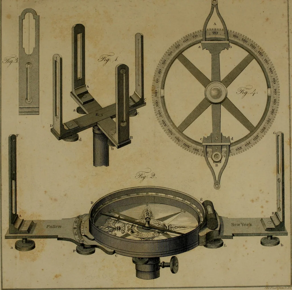 An illustration from Elements of surveying and navigation : with a description of the instruments and the necessary tables, 1847, leaf 368