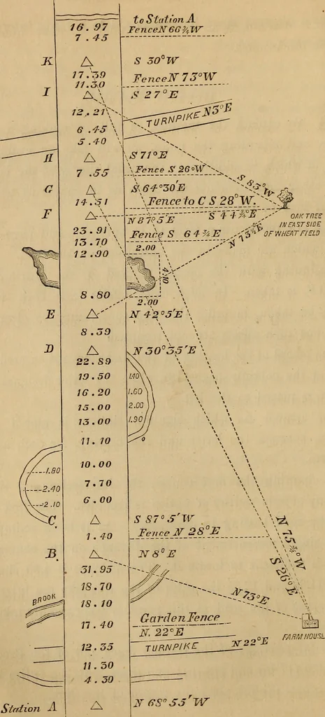 An illustration from Elements of surveying and levelling; with descriptions of the instruments and the necessary tables, 1870, leaf 121