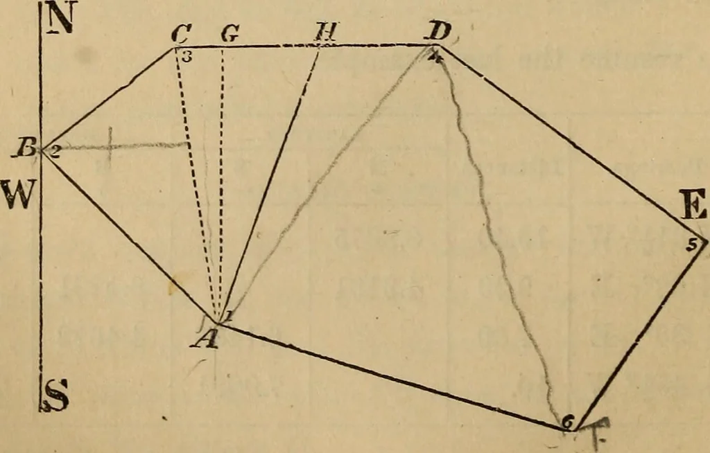 An illustration from Elements of surveying and levelling; with descriptions of the instruments and the necessary tables, 1870, leaf 139